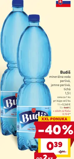 Budiš Prírodná minerálna voda perlivá