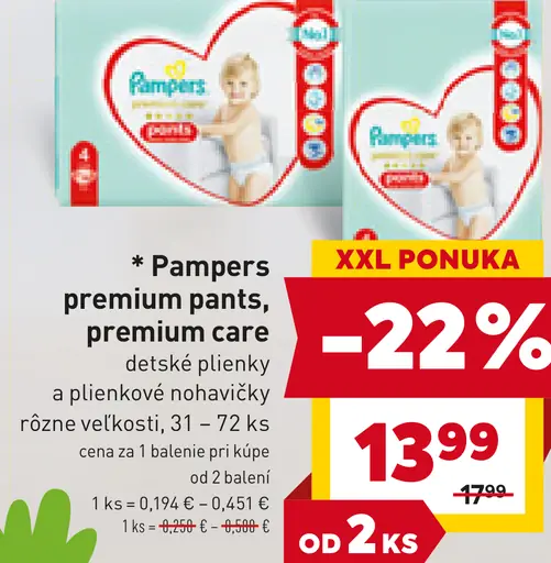 Pampers premium pants, premium care detské plienky a plienkové nohavičky
