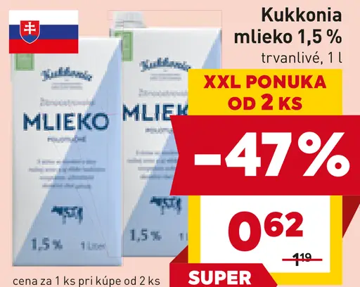 Kukkonia Mlieko 1,5%
