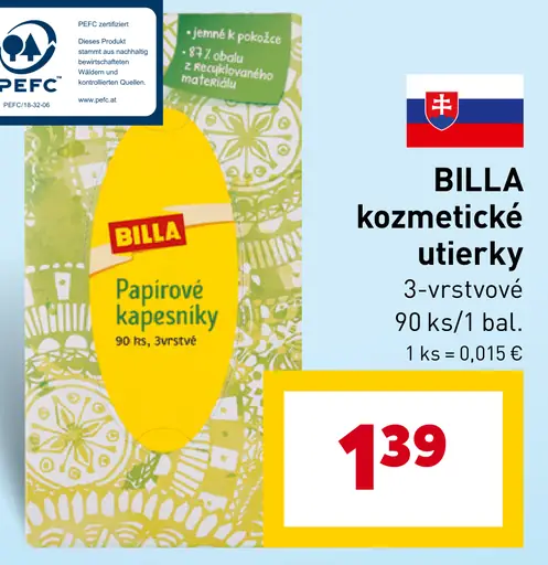 BILLA kozmetické uteráky