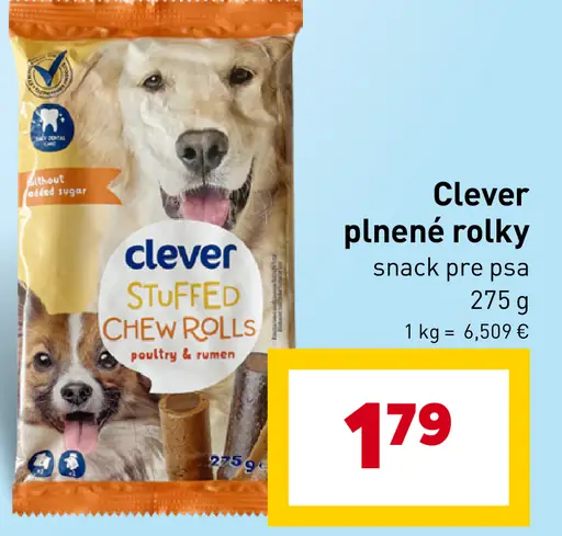 Clever plnené rolky snack pre psa