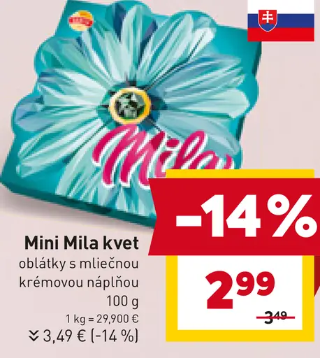 Mini Mila obláty s mliečnou krémovou náplňou