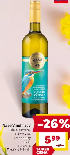 Naše Vinohardy biele, červené, ružové víno