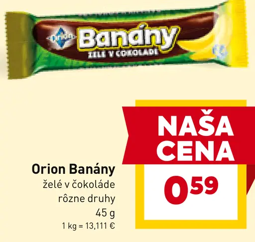 Orion Banány XXL želé v čokoláde