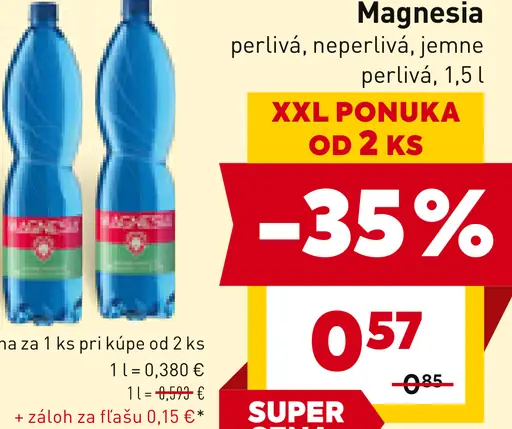 Magnesia perlivá, neperlivá, jemne perlivá