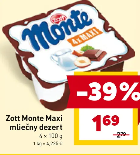 Zott Monte Maxi mliečny dezert