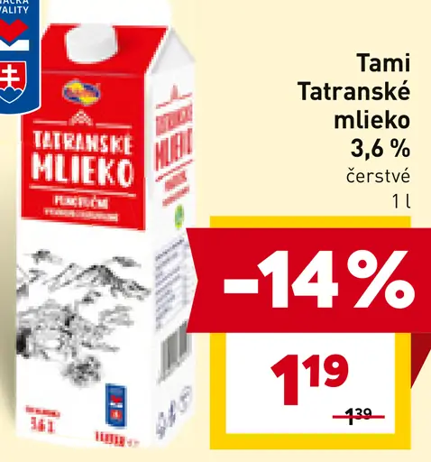 Tami Tatranské mlieko čerstvé