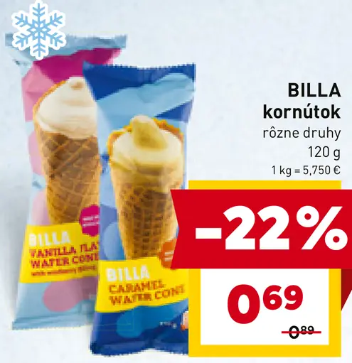 BILLA kornútok rôzne druhy