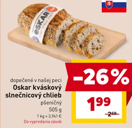 Oskar kváskový slnečnicový chlieb