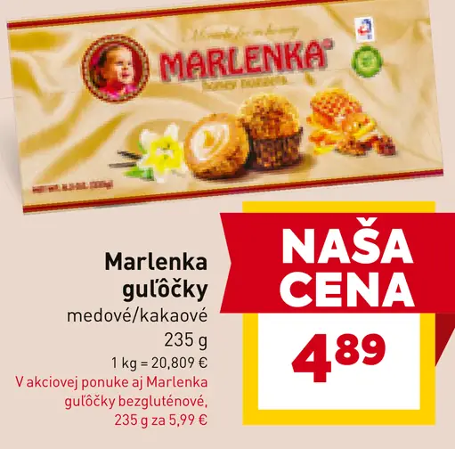 Marlenka guľôčky medové/kakaové
