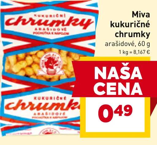 Miva kukuričné chrumky arašídové