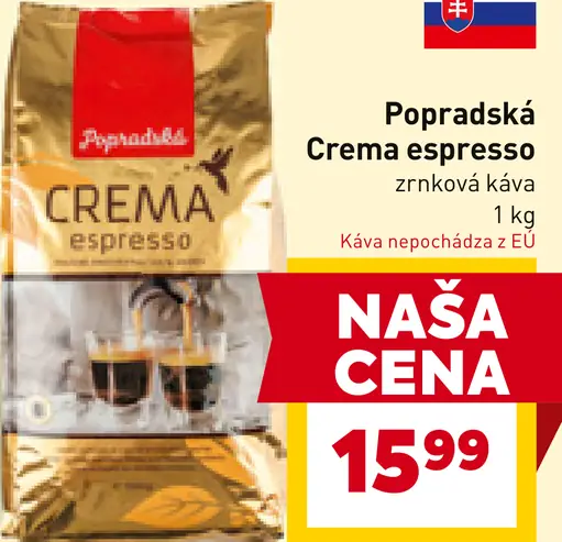 Popradská Crema Espresso zrnková káva
