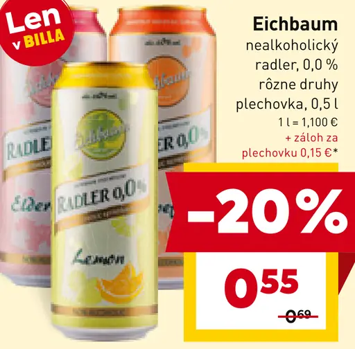 Eichbaum nealkoholický radler plechovka