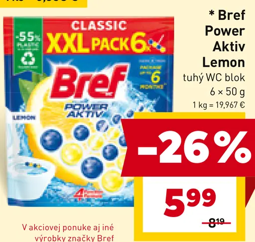 Bref Power Aktiv Lemon tuhý WC blok