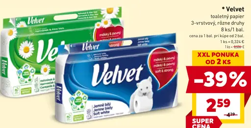Velvet toaletný papier