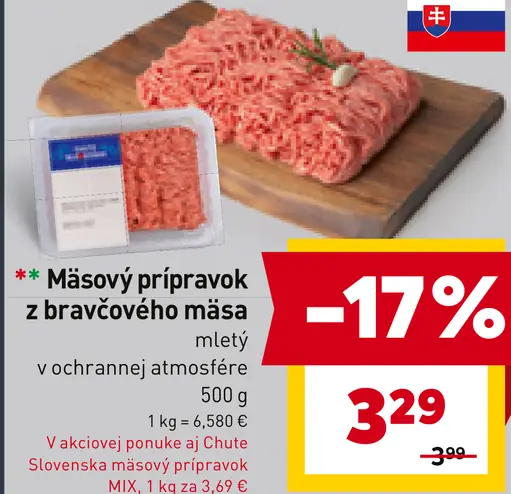 Mletý mäsový prípravok z bravčového mäsa