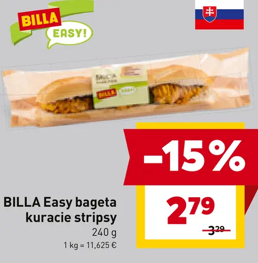 BILLA Easy bageta kuracie stripsy