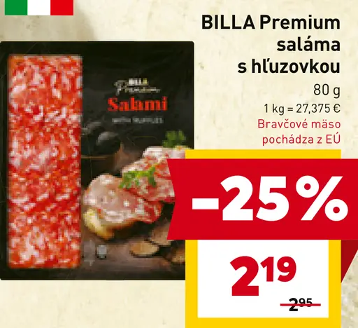 BILLA Premium saláma s hľuzovkou