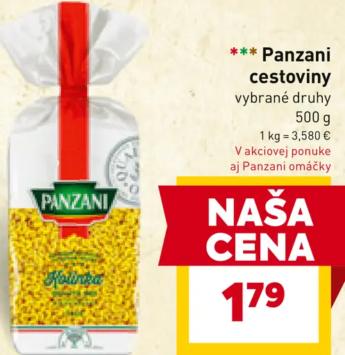 Panzani cestoviny bezvaječné
