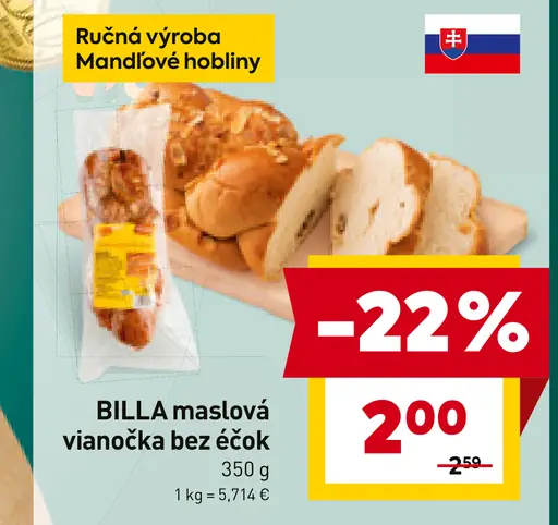 BILLA maslová vianočka bez éčok