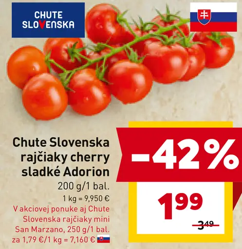 Chute Slovenska rajčiaky cherry sladké Adorion