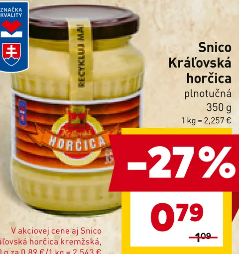Snico Kráľovská Horčica plnotučná