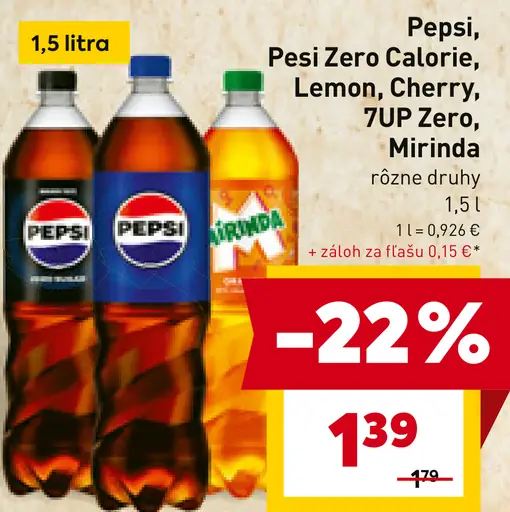 Pepsi, Pepsi Zero Calorie, Lemon, Cherry, 7UP Zero, Mirinda