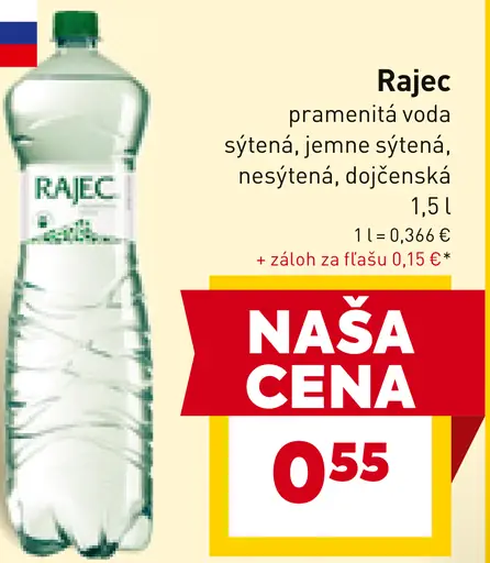 Rajec Pramenitá voda jemne sýtená