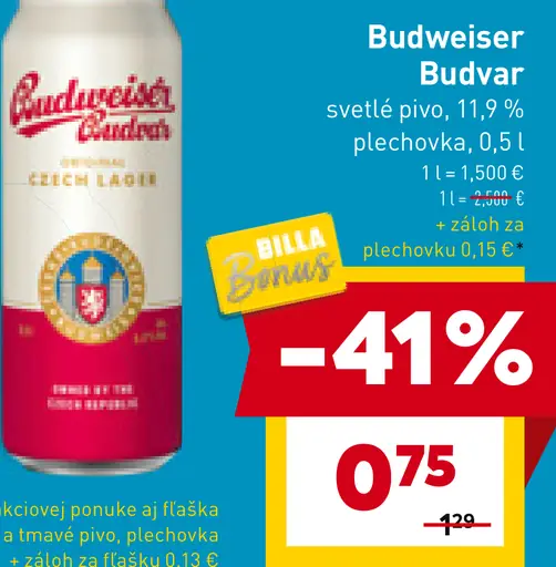 Budweiser Budvar svetlé pivo plechovka