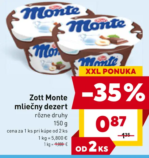 Zott Monte Maxi mliečny dezert