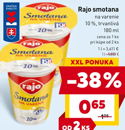 Rajo Smotana na varenie 10%