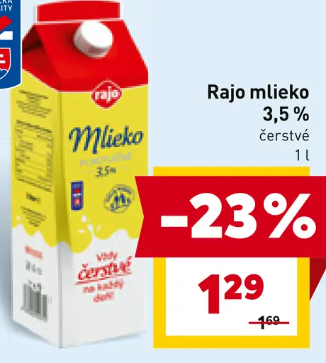 Rajo Mlieko plnotučné 3,5%