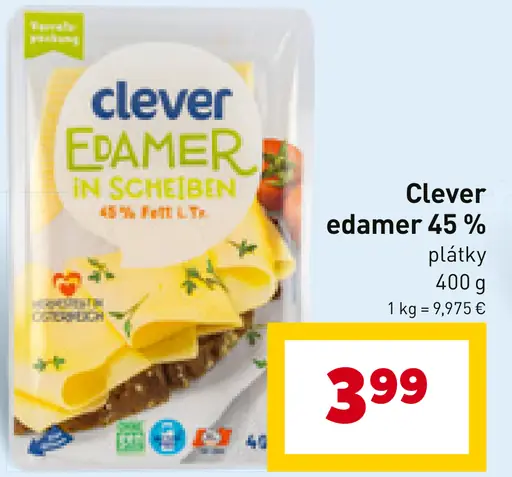 Clever edamer 45% plátky