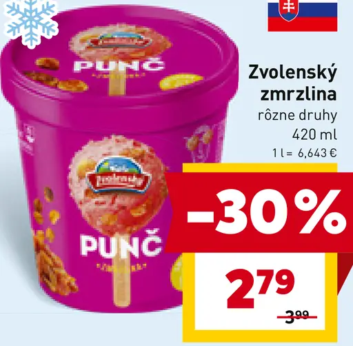 Zvolenský zmrzlina rôzne druhy