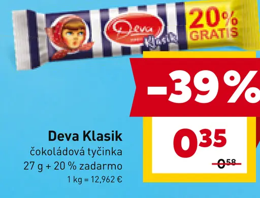 Deva Klasik čokoládová tyčinka