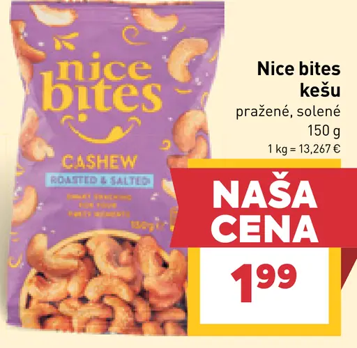 Nice bites kešu pražené, solené