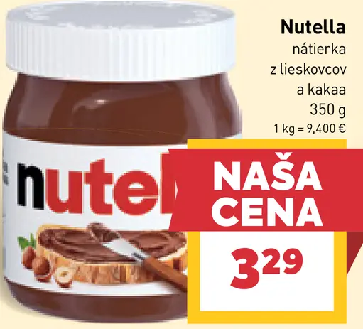 Nutella Nátierka z lieskovcov a kakaa