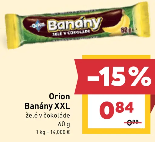 Orion Banány XXL želé v čokoláde