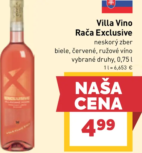 Villa Vino Rača Exclusíve neskorý zber biele, červené, ružové víno