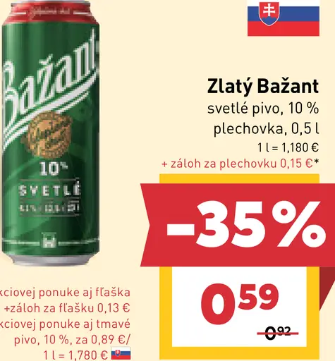 Zlatý Bažant '73 pivo svetlý ležiak plechovka