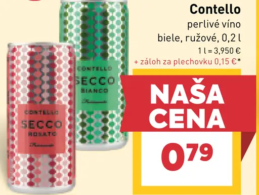 Contello perlivé víno biele, ružové