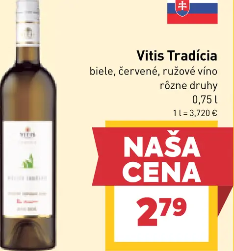 Vitis Tradícia biele, červené, ružové víno