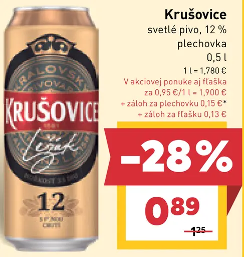 Krušovice svetlé pivo plechovka