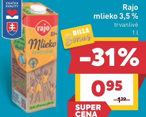 Rajo Mlieko plnotučné 3,5%