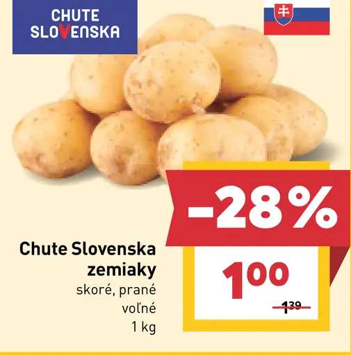Chute Slovenska zemiaky skoré, prané, voľné