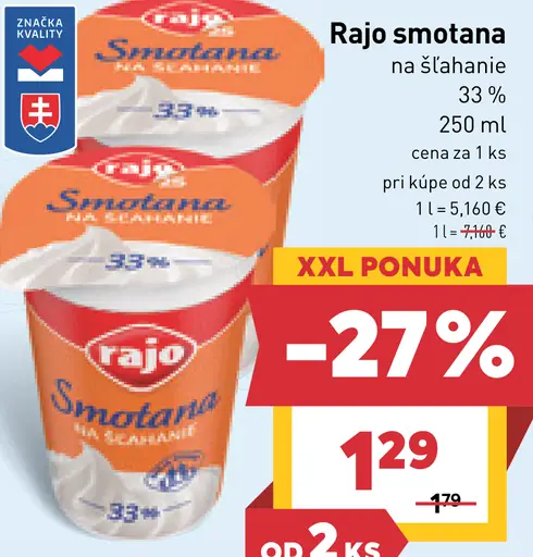 Rajo smotana na šľahanie