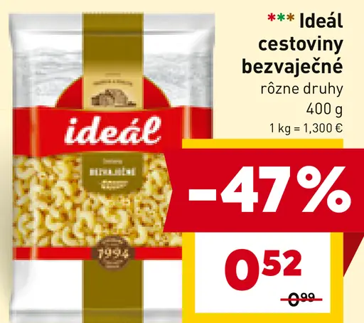 Ideál cestoviny bezvaječné