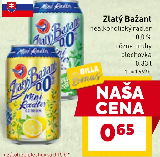 Zlatý Bažant Nealkoholický radler