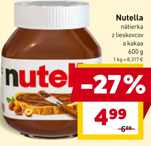 Nutella Nátierka z lieskovcov a kakaa