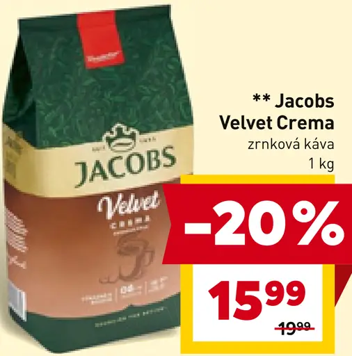 Jacobs Velvet Crema zrnková káva